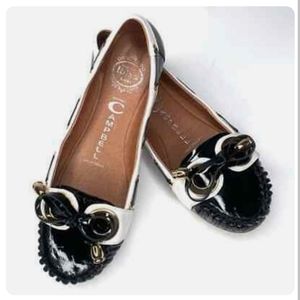 Jeffrey Campbell Portal Black White Patent Leather Loafer Slip-On